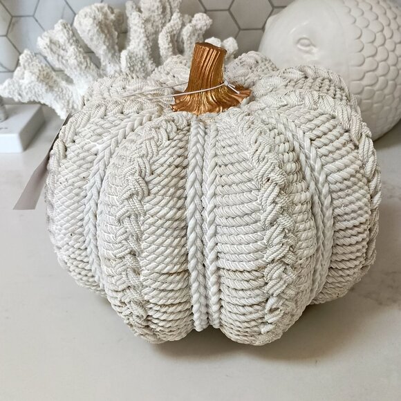 NEW! SHABBY Sweater CHIC RESIN PUMPKIN DECOR - Picture 1 of 3